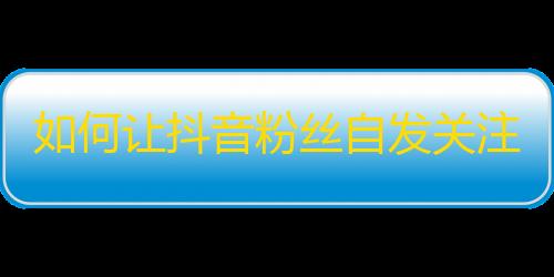 如何让抖音粉丝自发关注？教你快速增加数量！