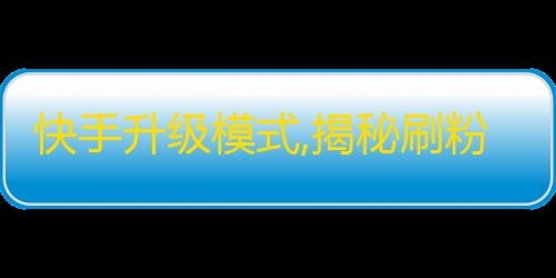 快手升级模式,揭秘刷粉丝新玩法